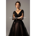 فستان الزفاف الأسود lmperial طويل الأكمام